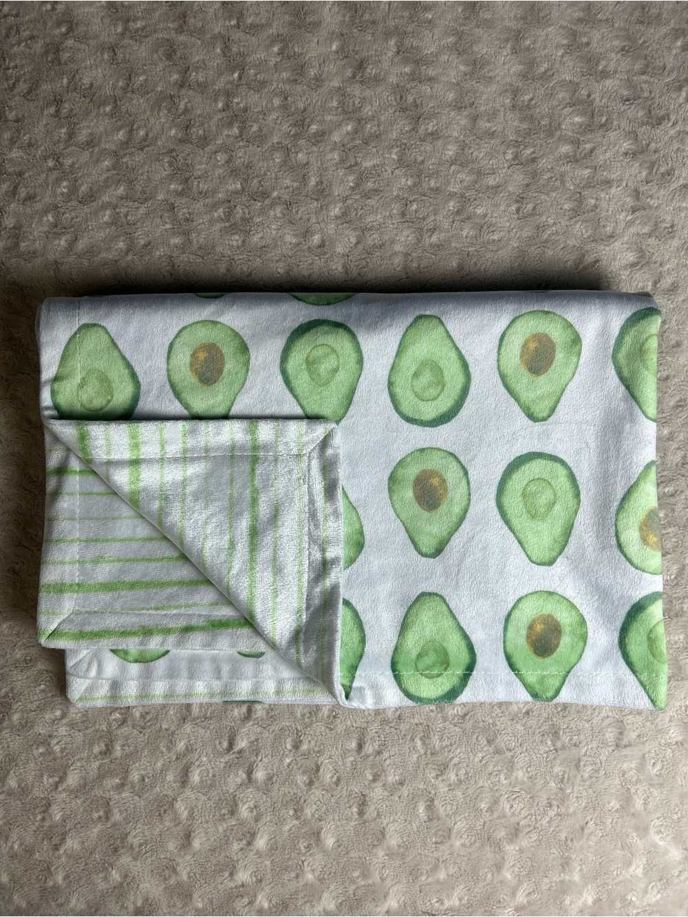 SL Home Fashions Avocado Baby Blanket Green White Stripes Security Lovey